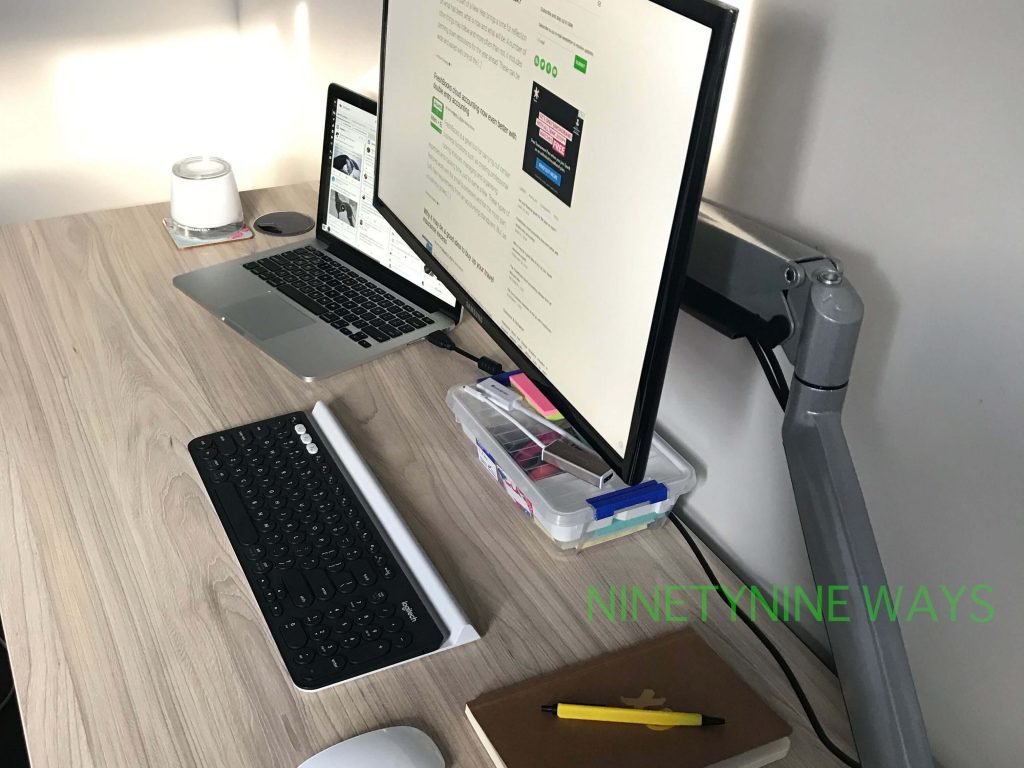 Home office desk with brateck monitor arm